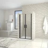 Porte de douche battante 100cm en verre trempé anticalcaire profil et poignée Noir Mat douche italienne hauteur 200cm