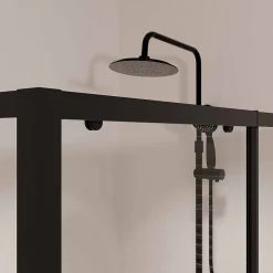 Porte de Douche Coulissante Extensible 100x185cm et Retour Fixe 80cm - Noir - BLACK SLIDE