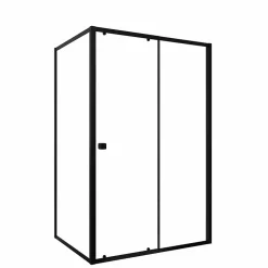 Porte de Douche Coulissante Extensible 100x185cm et Retour Fixe 80cm - Noir - BLACK SLIDE