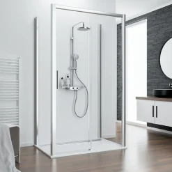 Porte de douche coulissante l.140 x H.200 cm, profilé chrome, Schulte Impériale 8