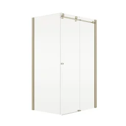 Porte de douche coulissante avec paroi latérale l.120+80 x H.200 cm, verre transparent, profilé doré mat, Schulte MasterClass