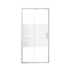 Porte de douche coulissante l.120 x H.195 cm, bandes miroir, profilés alu chrome, GoodHome Ledava
