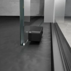 Porte de douche coulissante droite l.120 x H.200, verre transparent, profilé noir, Schulte Trend2.0