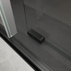 Porte de douche coulissante droite l.120 x H.200, verre transparent, profilé noir, Schulte Trend2.0