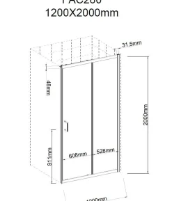 Porte de douche coulissante 120x200 cm - Verre transparent - Profilé Noir - CRUSH