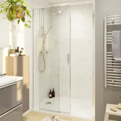 Porte de douche coulissante PMR l.120 x 195 cm, profilés finition chrome, GoodHome Ledava
