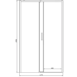 Porte de douche coulissante PMR l.120 x 195 cm, profilés finition chrome, GoodHome Ledava