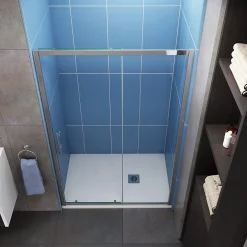 Porte de douche coulissante 150cm en 5mm verre trempé porte de douche Hauteur 190cm Installation en niche