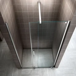 Porte de douche coulissante NAPOLI H.200 - largeur 130 cm verre transparent 8 mm - Saniverre