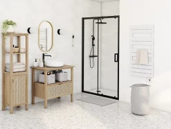 Porte de douche coulissante l.120 x H.195 cm, profilés alu noir, GoodHome Ledava