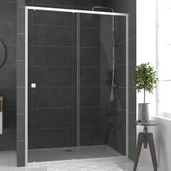 Porte de douche coulissante blanc Galedo Spot transparent 140cm