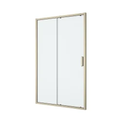 Porte de douche coulissante l.120 x H.195 cm, verre transparent, profilés alu finition doré brossé, GoodHome Ledava