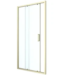 Porte de douche coulissante l.120 x H.195 cm, verre transparent, profilés alu finition doré brossé, GoodHome Ledava