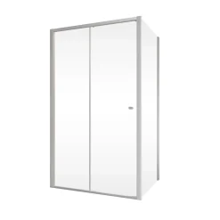 Porte de douche coulissante avec paroi latérale gauche l.120+90 x H.200 cm, verre transparent, profilé alu-argenté, Schulte Trend2.0