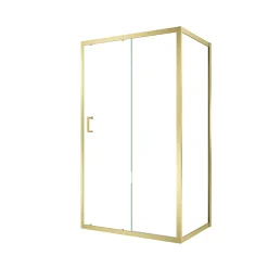 Porte de douche coulissante et paroi fixe l.120 + 80 x H.200 cm profilés doré brossé, Galedo Factory