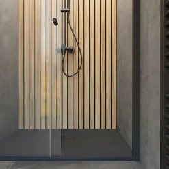 Porte de douche coulissante gauche l.120 x H.200, verre transparent, profilé noir, Schulte Trend2.0