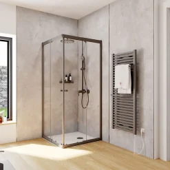 Porte de douche coulissante en accès d'angle l.90 x L.90 x H.180 cm, Schulte Sunny Vita