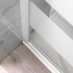 Porte De Douche D'angle 75X75 Verre Sérigraphié Profils Blancs - Venere
