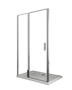 Porte de douche de 6 mm avec un petite paroi et une porte à battant dans la même ligne - 137-140 cm