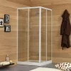 Porte De Douche Extensible 80-90 Cm Profile Blanc En Aluminium Erice