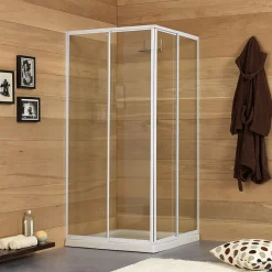 Porte De Douche Extensible 80-90 Cm Profile Blanc En Aluminium Erice
