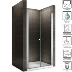 Porte de douche GINA H.195 réglable de 84 à 88 cm verre 6 mm transparent - Saniverre