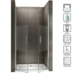 Porte de douche KAYA H.180 réglable de 74 à 77 cm verre 6 mm semi-opaque - Saniverre