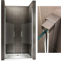 Porte de douche KAYA H.180 réglable de 74 à 77 cm verre 6 mm semi-opaque - Saniverre