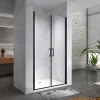 Porte de douche KAYA-BLACK H. 195, l. 95-98 cm, verre transparent 6 mm anticalcaire - Saniverre