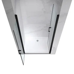 Porte de douche KAYA-BLACK H. 180, l. 71-74 cm, verre transparent 6 mm anticalcaire - Saniverre