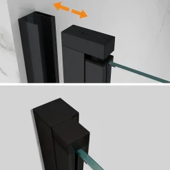 Porte de douche KAYA-BLACK H. 180, l. 71-74 cm, verre transparent 6 mm anticalcaire - Saniverre