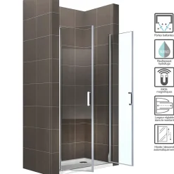 Porte de douche KIMI H.190 largeur réglable 91 à 94 cm verre transparent - Saniverre