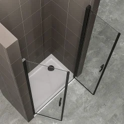 Porte de douche KIMIBLACK H.190 largeur réglable 97 à 100 cm verre transparent - Saniverre