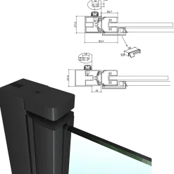 Porte de douche KIMIBLACK H.190 largeur réglable 97 à 100 cm verre transparent - Saniverre