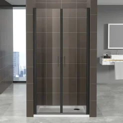Porte de douche KIMIBLACK H.190 largeur réglable 94 à 97 cm verre transparent - Saniverre