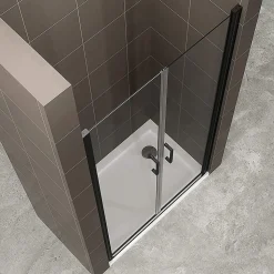 Porte de douche KIMIBLACK H.190 largeur réglable 94 à 97 cm verre transparent - Saniverre