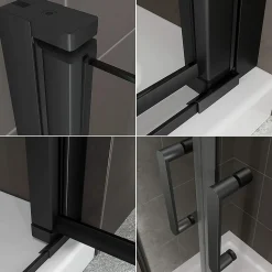 Porte de douche KIMIBLACK H.180 largeur réglable 76 à 79 cm verre transparent - Saniverre