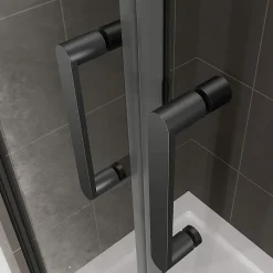 Porte de douche KIMIBLACK H.180 largeur réglable 76 à 79 cm verre transparent - Saniverre