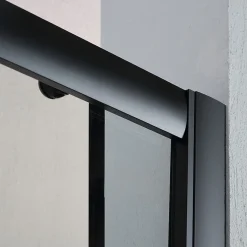 Porte de douche niche 150 cm avec porte coulissante et cadre en aluminium noir mat