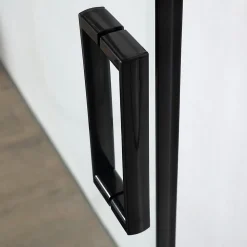 Porte de douche niche 150 cm avec porte coulissante et cadre en aluminium noir mat