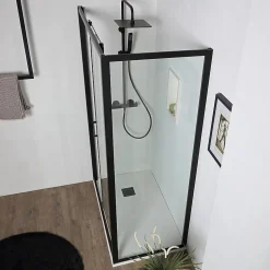 Porte De Douche Niche 120 Cm Avec Côté Fixe 80 Cm Avec Verre Trempé Transparent 6 Mm - City