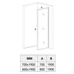 Porte De Douche Niche 120 Cm Avec Côté Fixe 80 Cm Avec Verre Trempé Transparent 6 Mm - City
