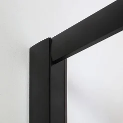 Porte de douche niche coulissante 110 cm noir mat verre trempé 6 mm transparent - city