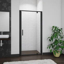 Porte De douche noire 80x185cm porte de douche pivotante en 6mm verre de sécurité Installation en niche