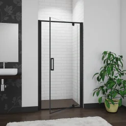 Porte De douche noire 80x185cm porte de douche pivotante en 6mm verre de sécurité Installation en niche