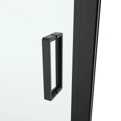 Porte de douche pivotante l.90 x H.195 cm, verre transparent, profilés alu noir, GoodHome Ledava