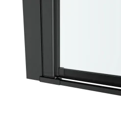 Porte de douche pivotante l.90 x H.195 cm, verre transparent, profilés alu noir, GoodHome Ledava