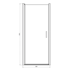 Porte de douche pivotante l.90 x H.195 cm, verre transparent, profilés alu noir, GoodHome Ledava
