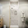 Porte de Douche Pivotante 80x180 cm en Verre Trempe 5 mm - Finition Or Brosse - GOLD ELEMENTARY