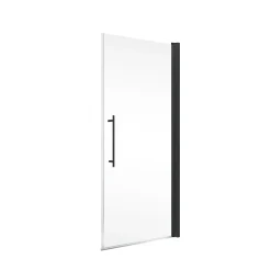 Porte de douche pivotante en niche l.100 x H.192 cm, verre transparent anticalcaire, profilé noir mat, Schulte NewStyle
